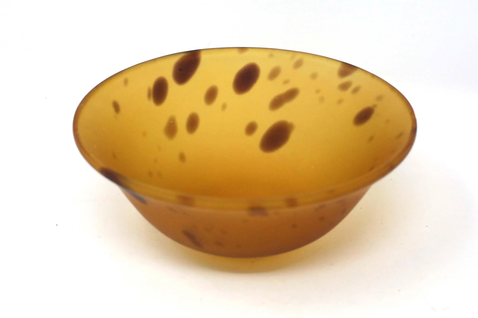 1990's Orange and Brown Matte Art Glass Bowl - 2