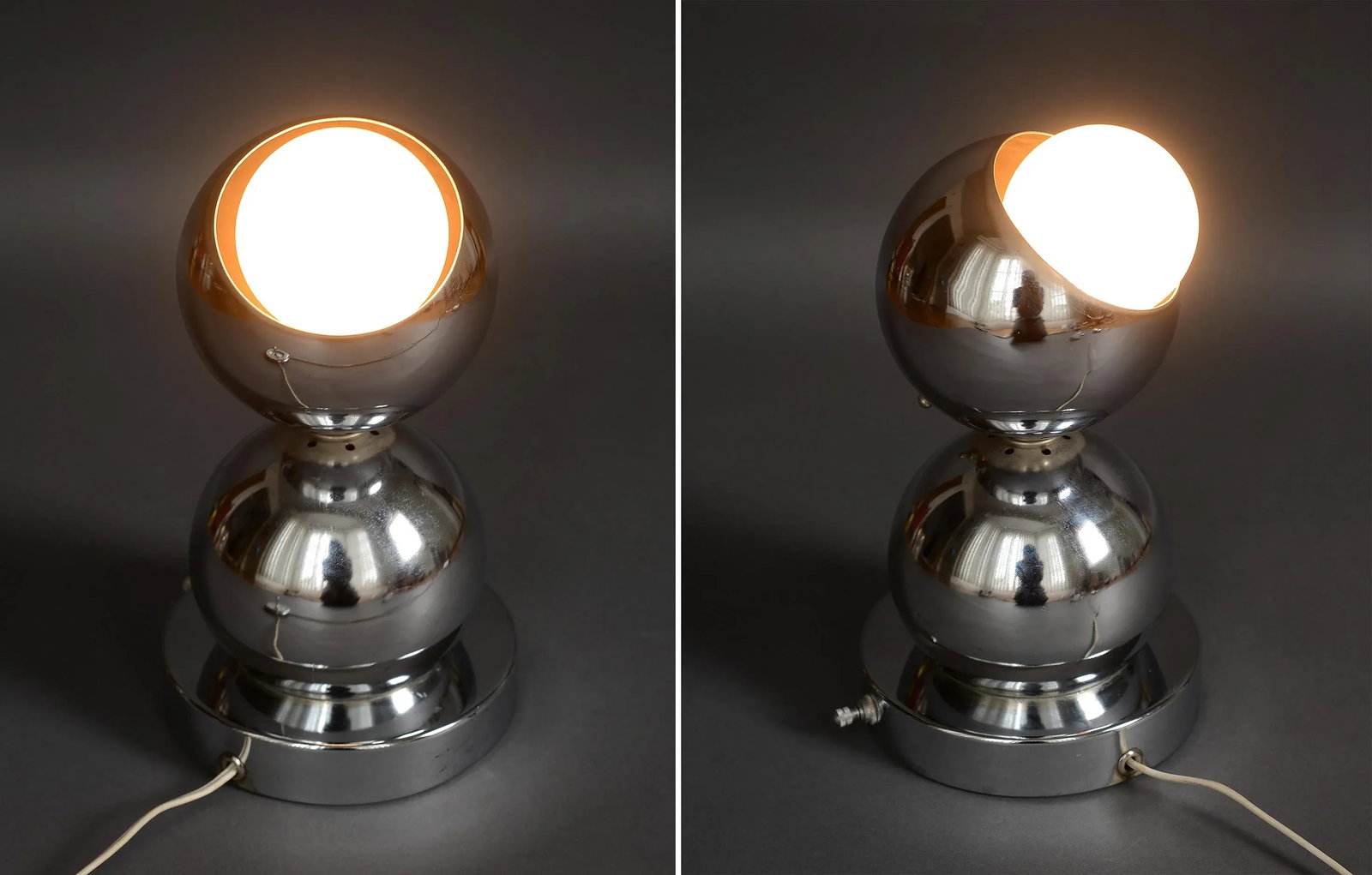 Mid Century Space Age Chrome Double-Orb Eyeball Table Lamp - 4