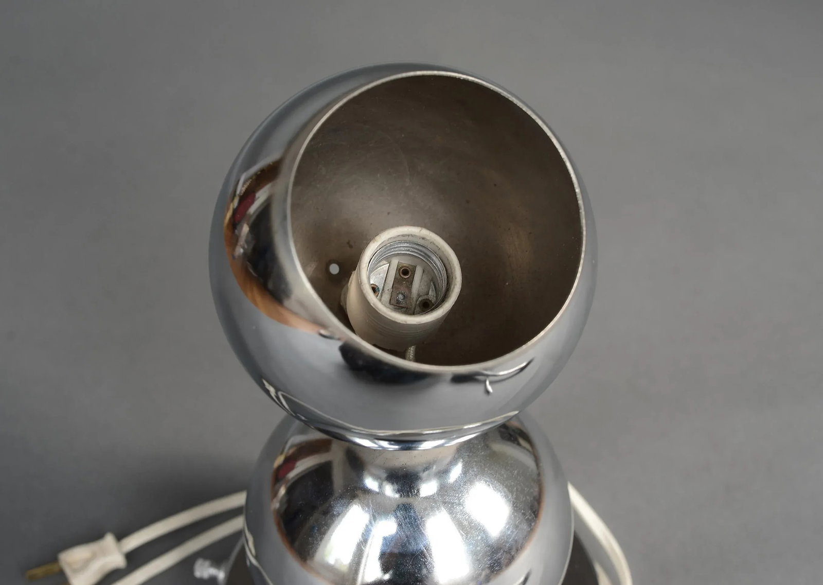 Mid Century Space Age Chrome Double-Orb Eyeball Table Lamp - 7