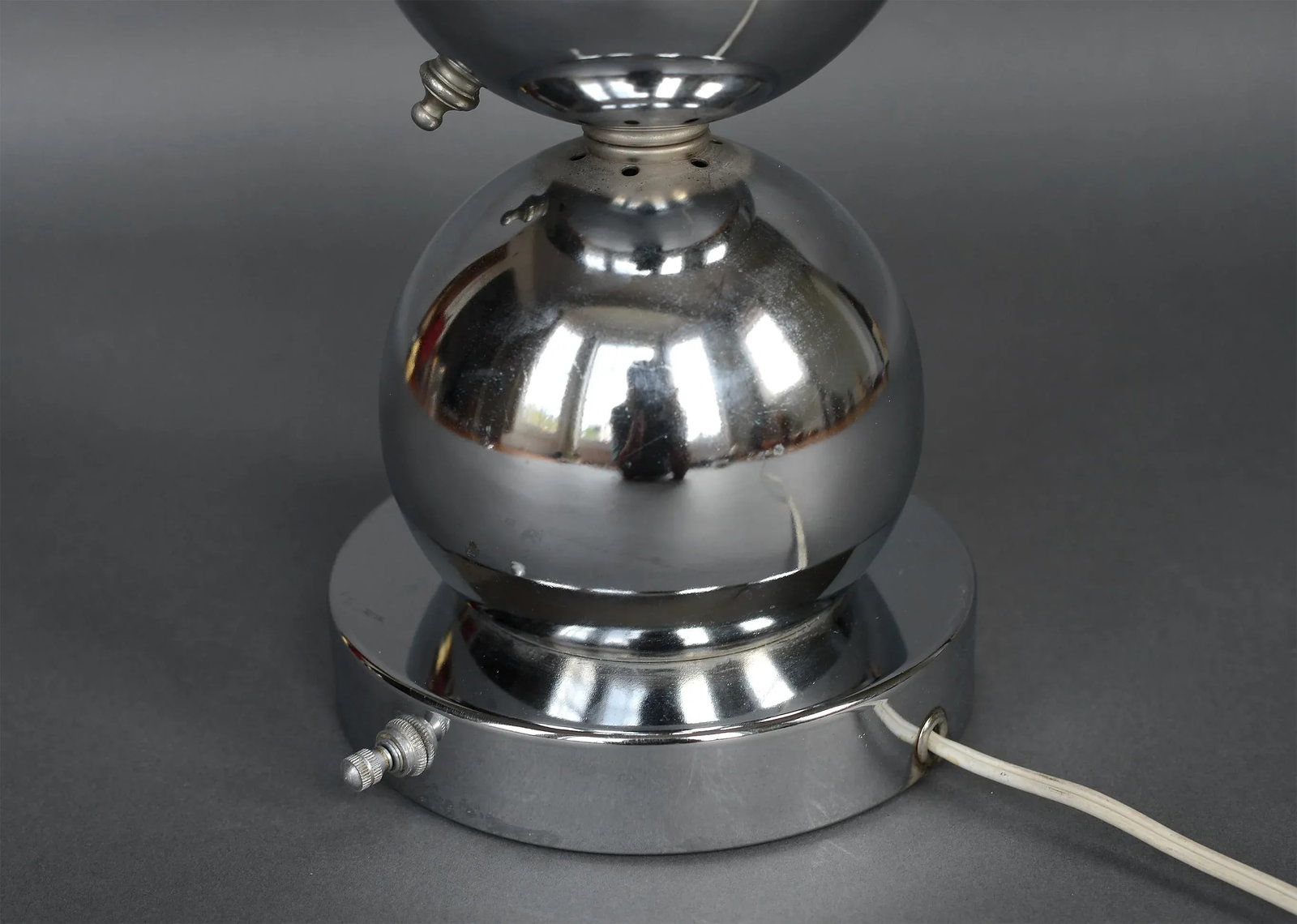 Mid Century Space Age Chrome Double-Orb Eyeball Table Lamp - 8
