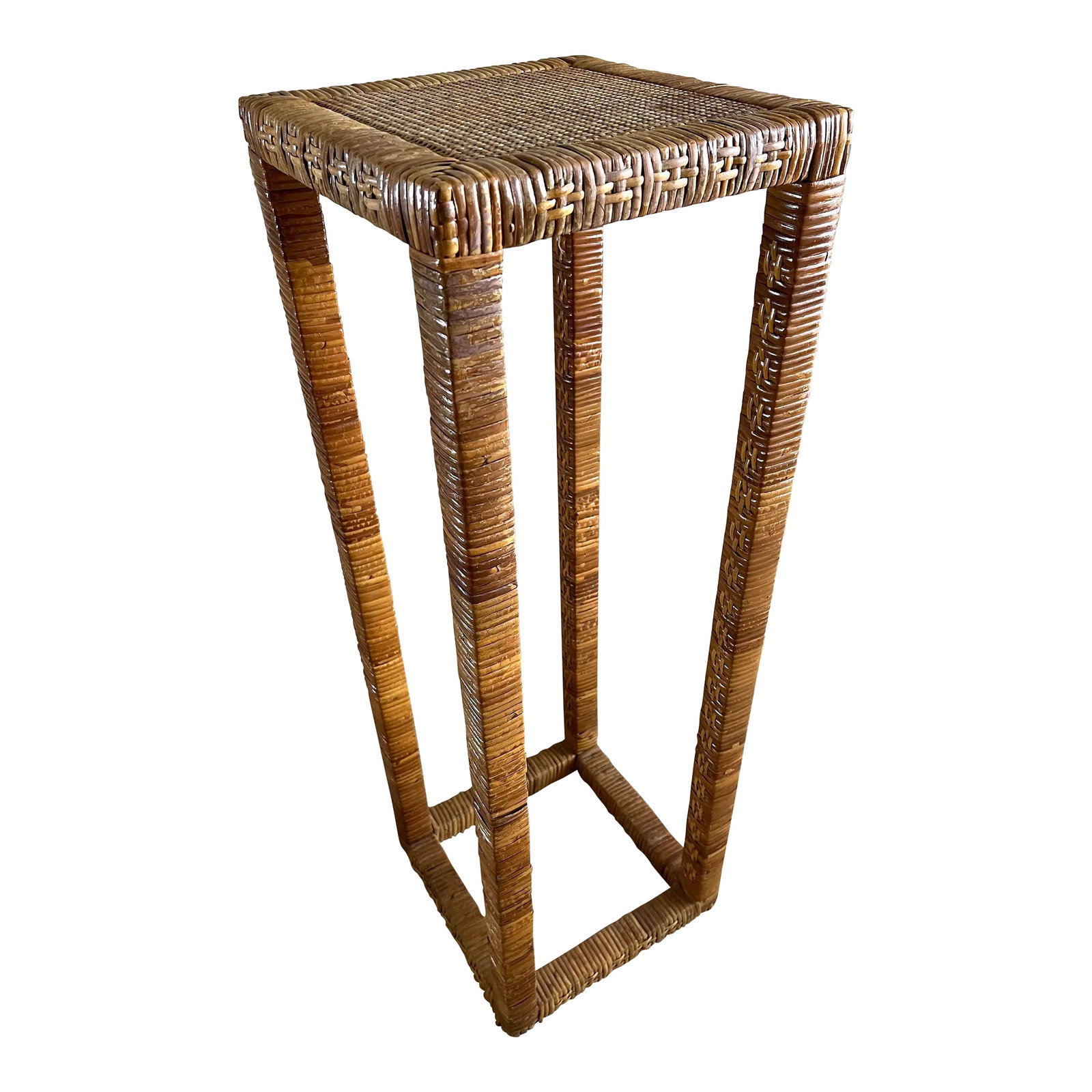 Tall Woven Rattan Bamboo Plant Stand Table (1 of 9)