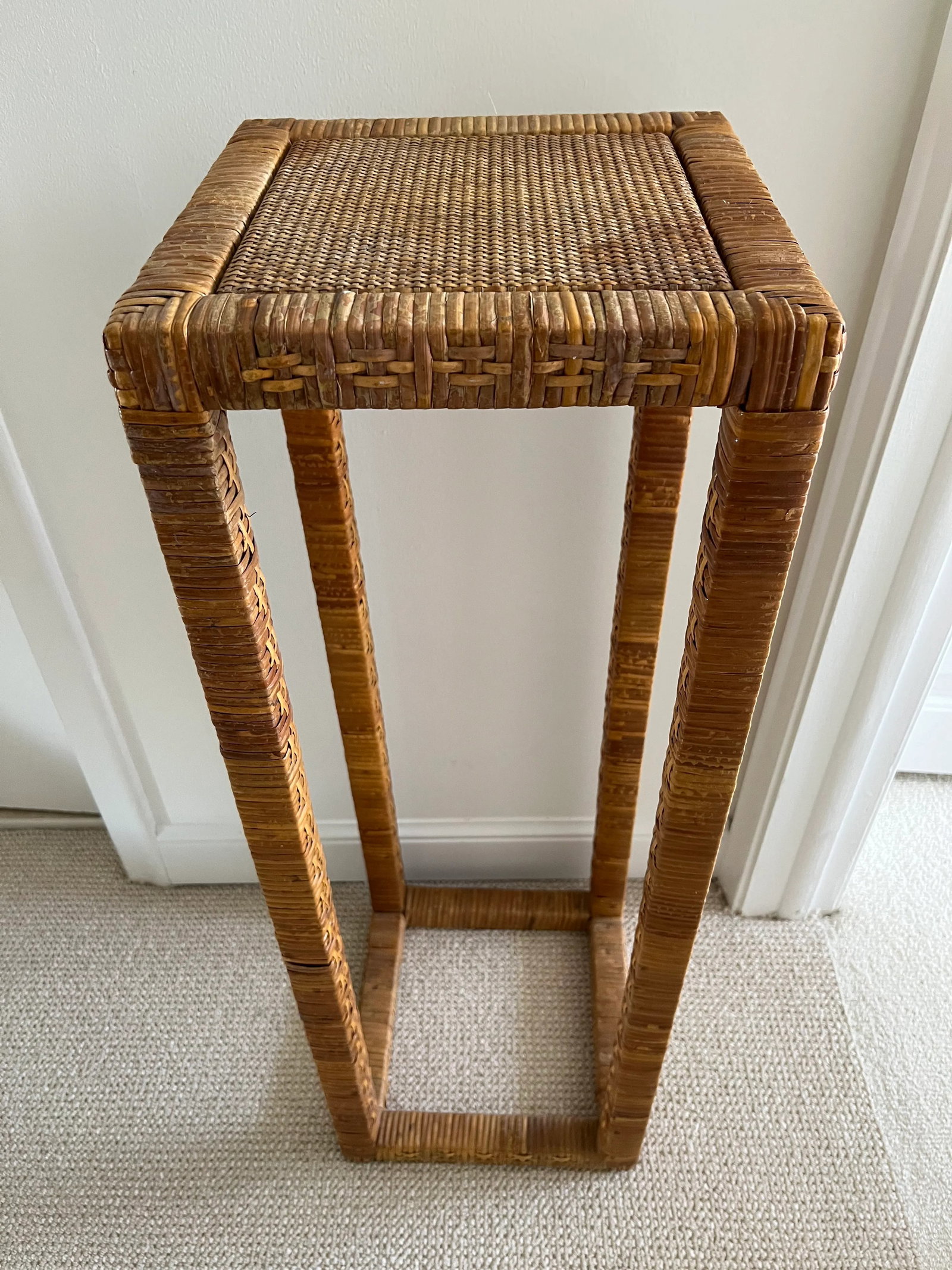 Tall Woven Rattan Bamboo Plant Stand Table - 2