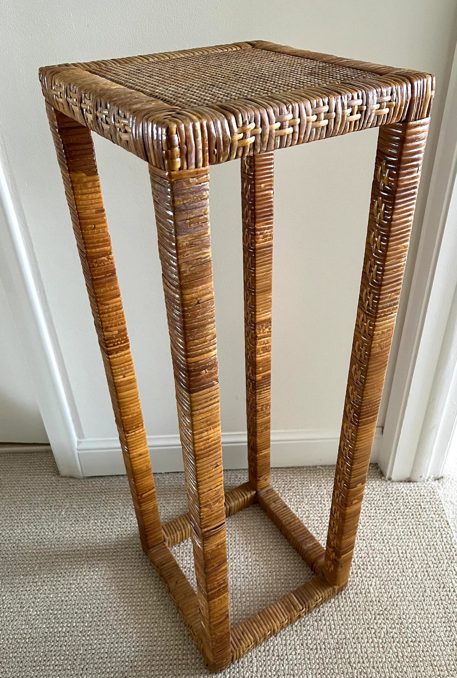 Tall Woven Rattan Bamboo Plant Stand Table - 9