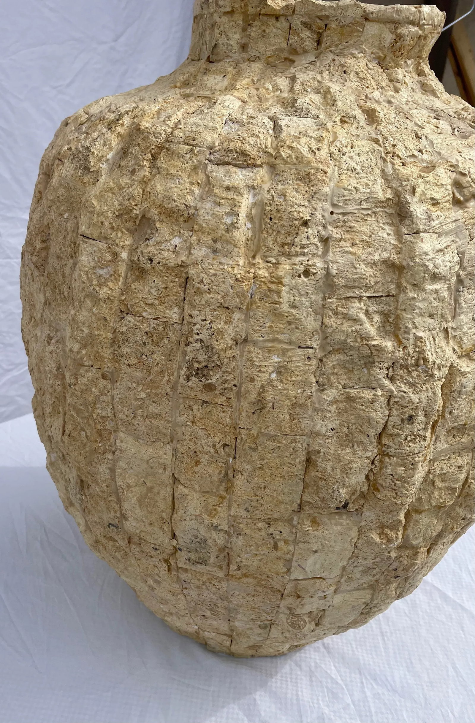 Raw Tessellated Fossil Stone Floor Vase - 2