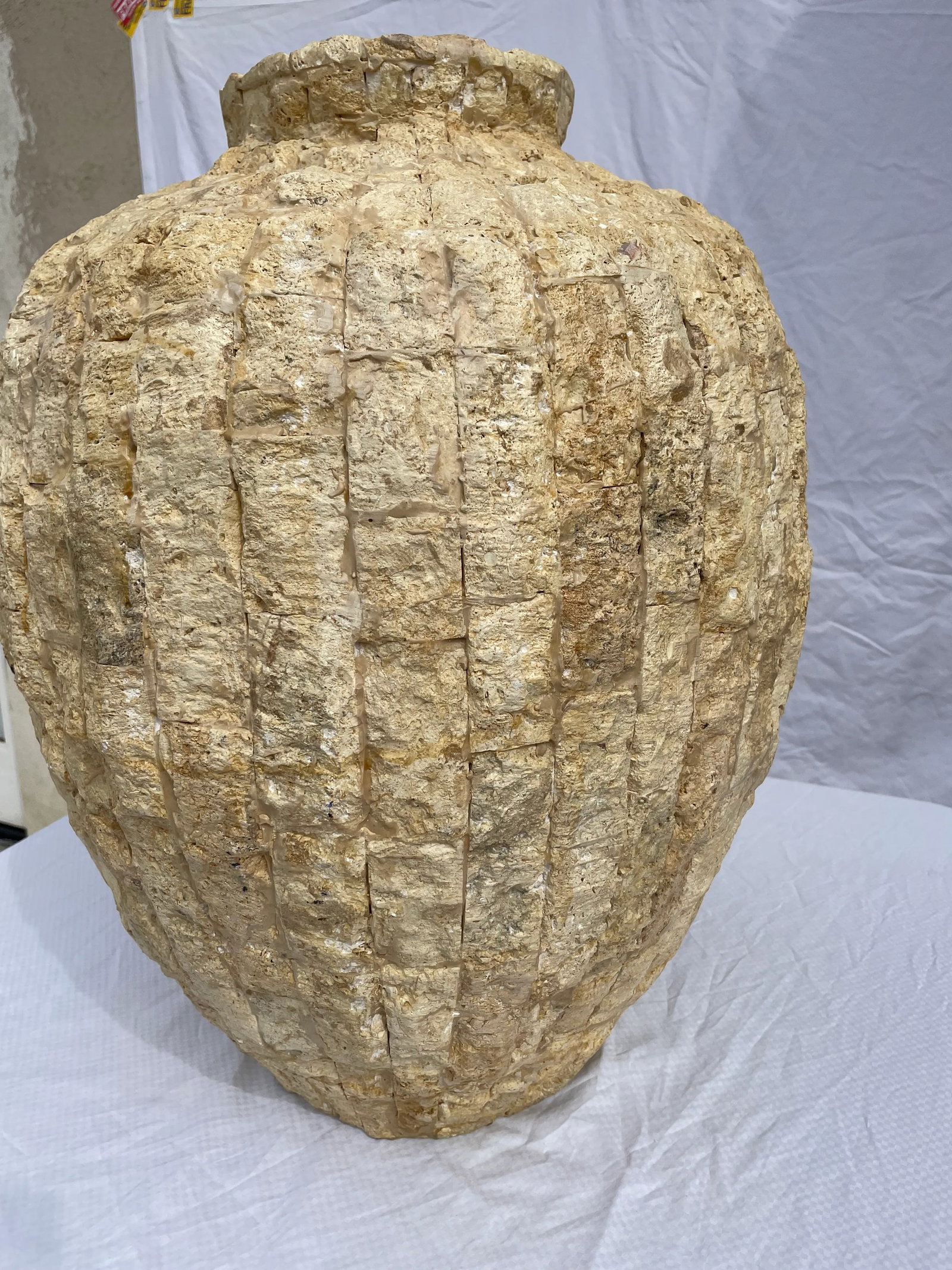 Raw Tessellated Fossil Stone Floor Vase - 3