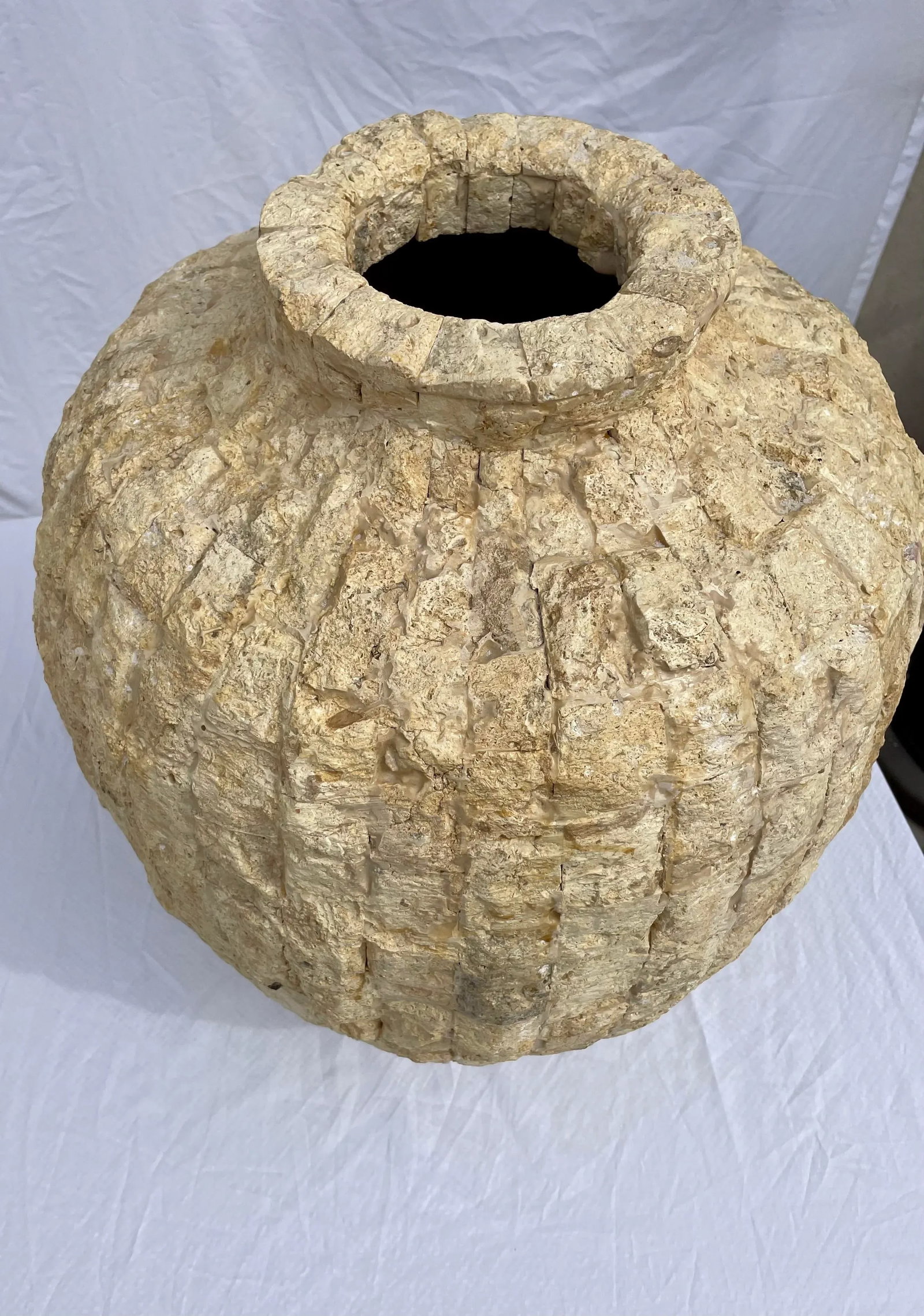 Raw Tessellated Fossil Stone Floor Vase - 6