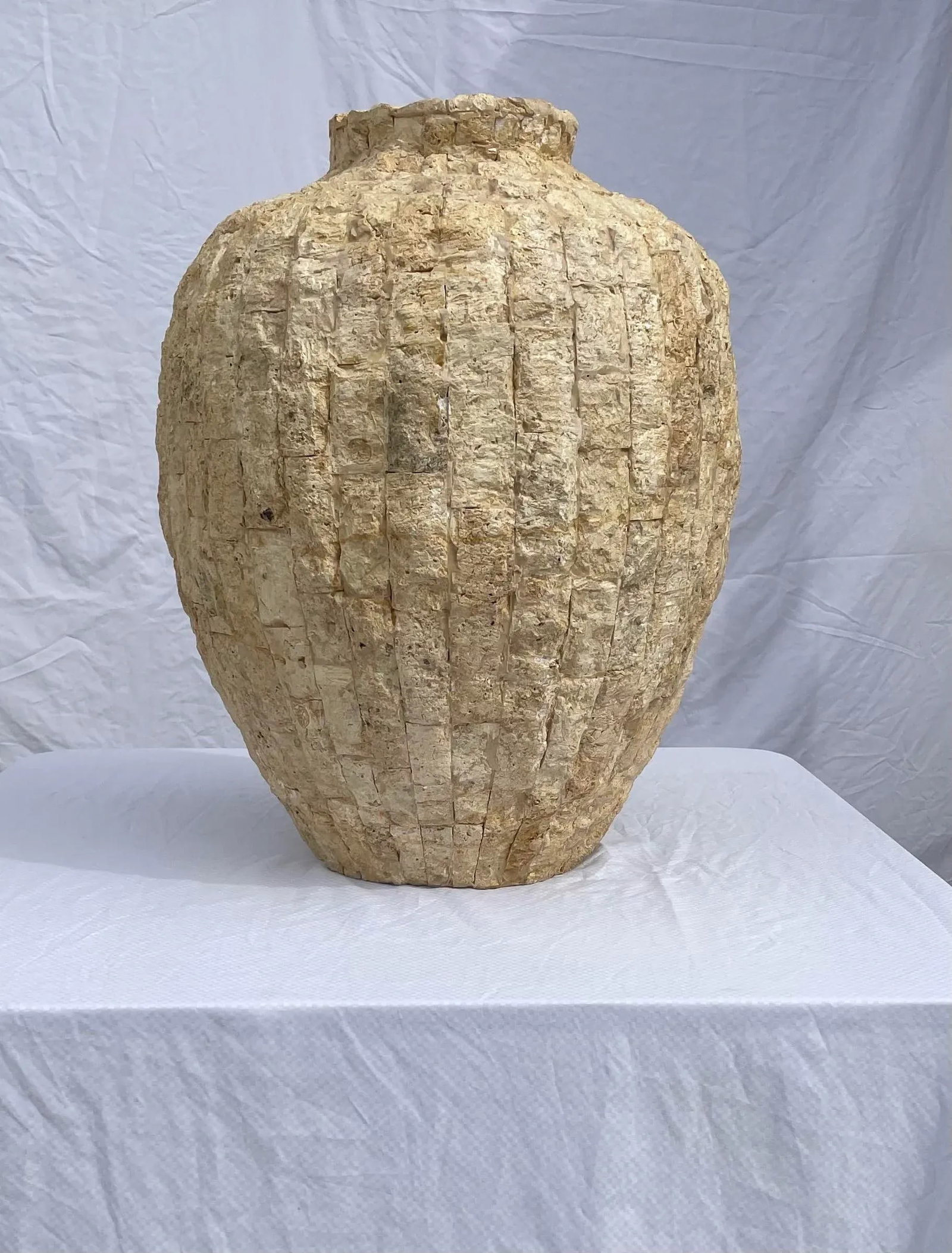 Raw Tessellated Fossil Stone Floor Vase - 9