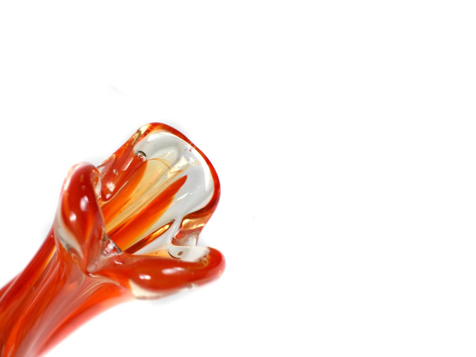 Mid-Century Modern Le Smith Viking Glass Amberina Orange Swung Handkerchief Vase Art Glass Set - 3 P - 11