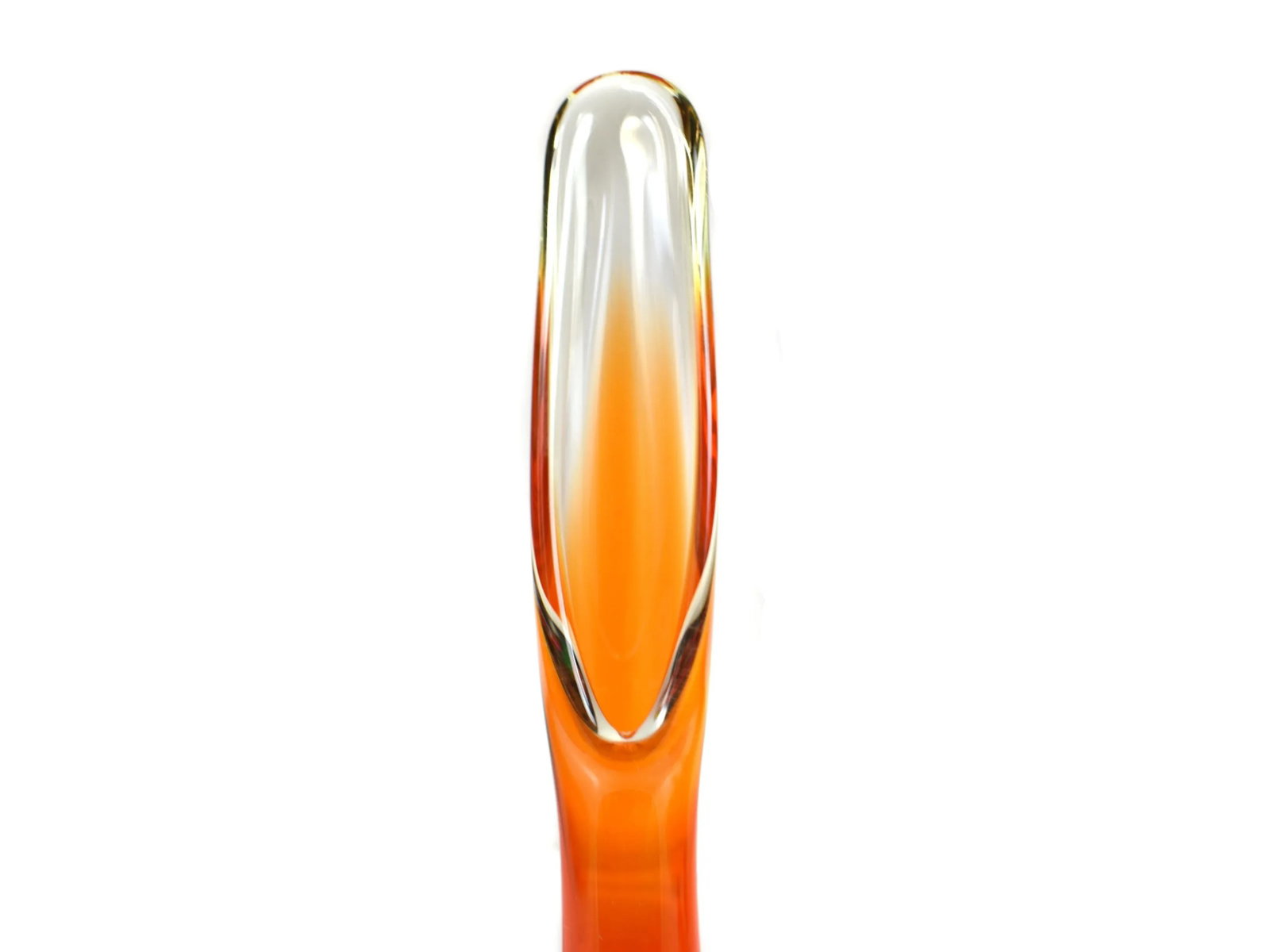 Mid-Century Modern Le Smith Viking Glass Amberina Orange Swung Handkerchief Vase Art Glass Set - 3 P - 4