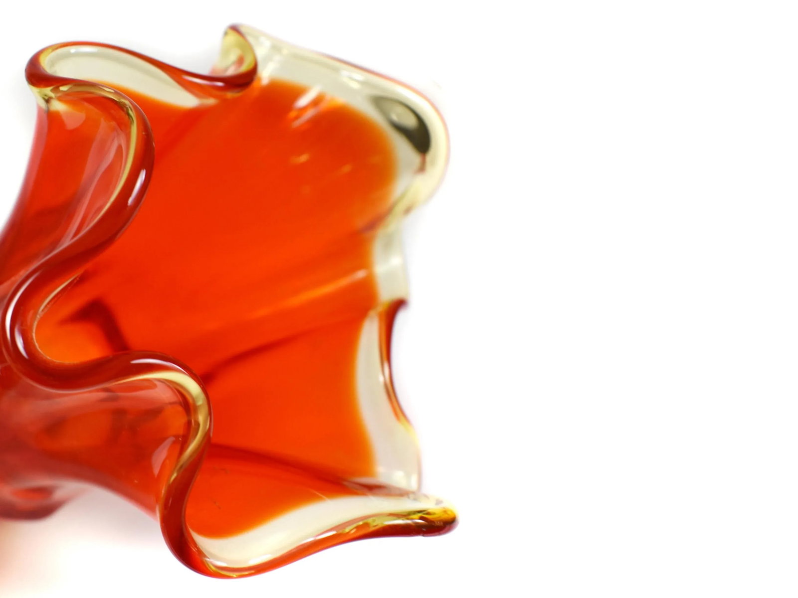 Mid-Century Modern Le Smith Viking Glass Amberina Orange Swung Handkerchief Vase Art Glass Set - 3 P - 7