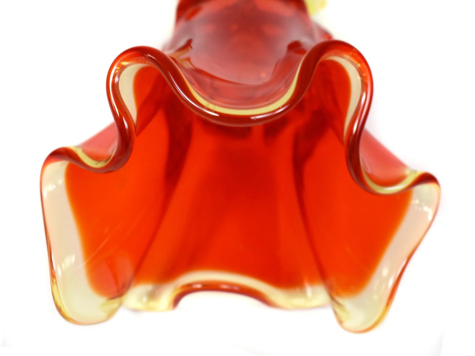 Mid-Century Modern Le Smith Viking Glass Amberina Orange Swung Handkerchief Vase Art Glass Set - 3 P - 8