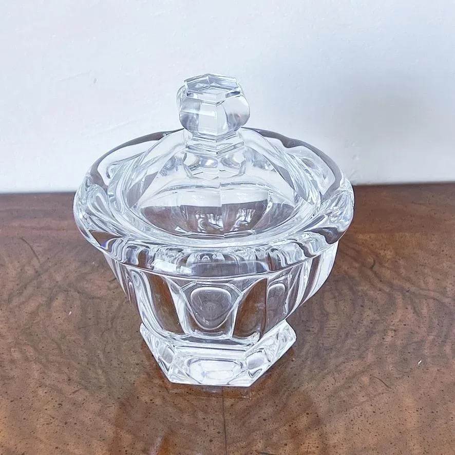Vintage Baccarat Crystal Lidded Candy Dish Jar in Hexagonal Shape - 3