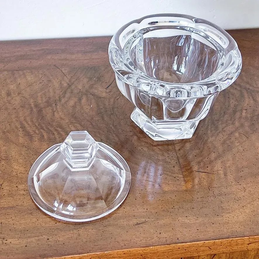 Vintage Baccarat Crystal Lidded Candy Dish Jar in Hexagonal Shape - 6