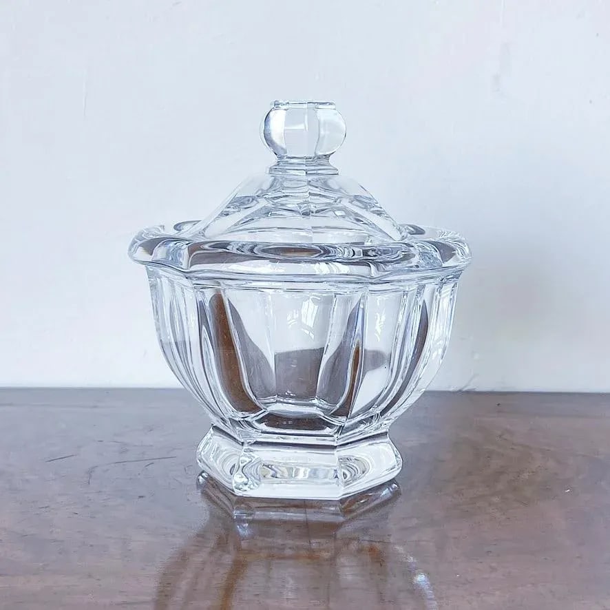 Vintage Baccarat Crystal Lidded Candy Dish Jar in Hexagonal Shape - 8