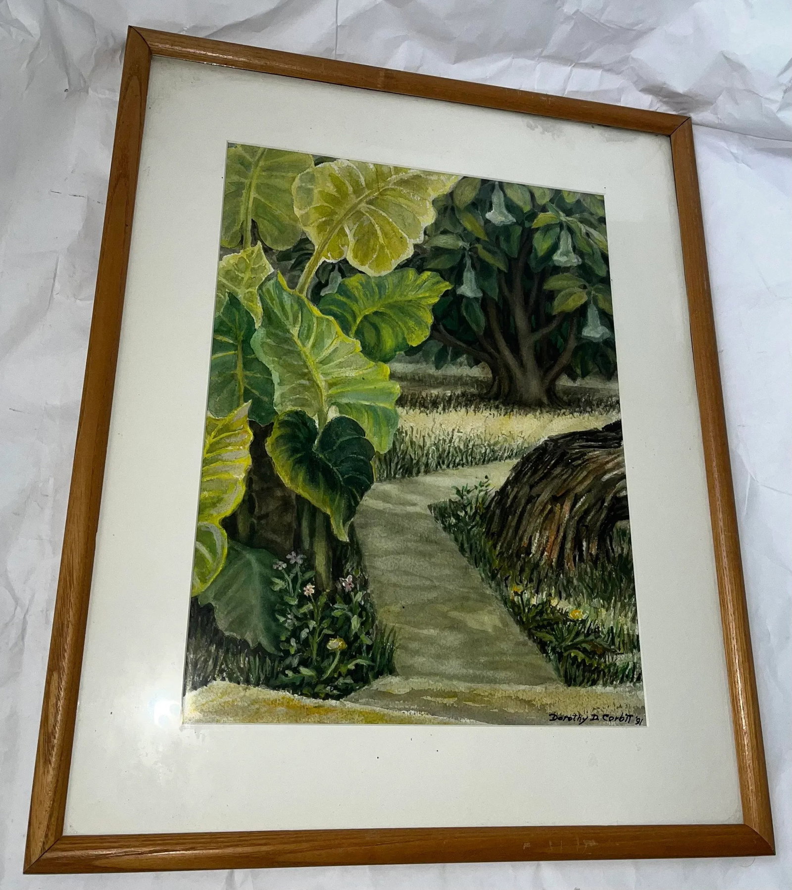 1991 "Olin's Path" Dorothy Dickensen Corbit Watercolor Painting, Framed - 2