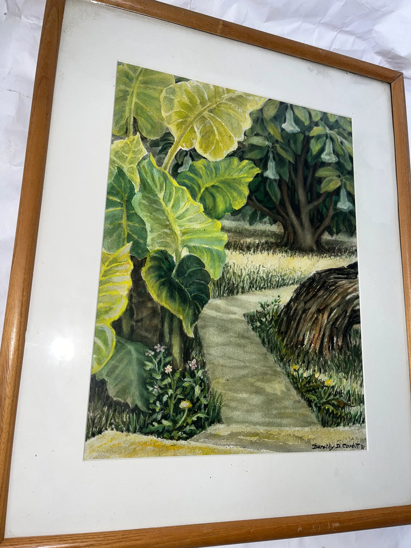1991 "Olin's Path" Dorothy Dickensen Corbit Watercolor Painting, Framed - 4