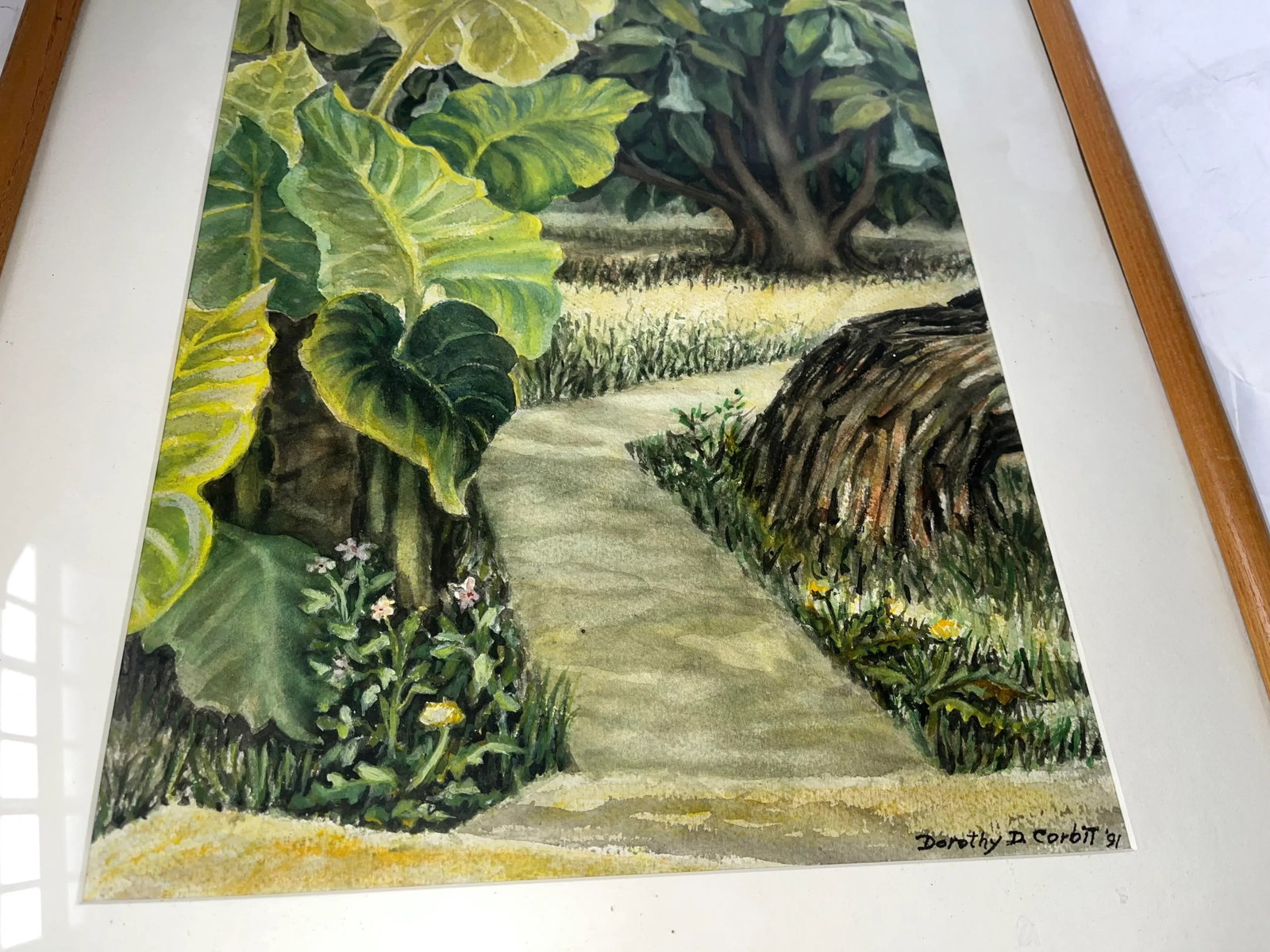 1991 "Olin's Path" Dorothy Dickensen Corbit Watercolor Painting, Framed - 6