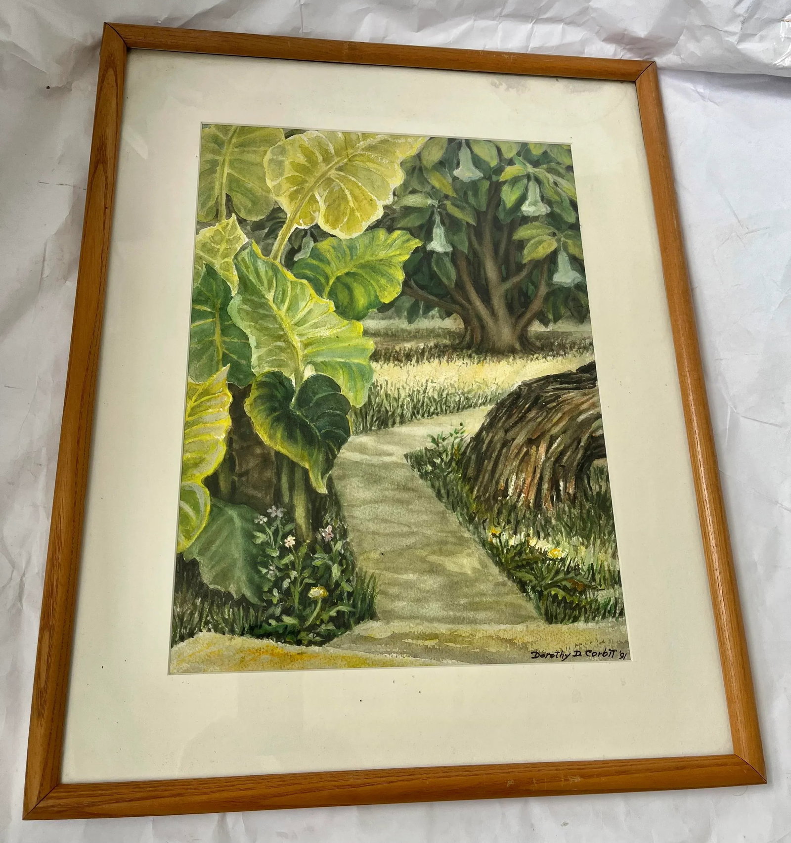 1991 "Olin's Path" Dorothy Dickensen Corbit Watercolor Painting, Framed - 9