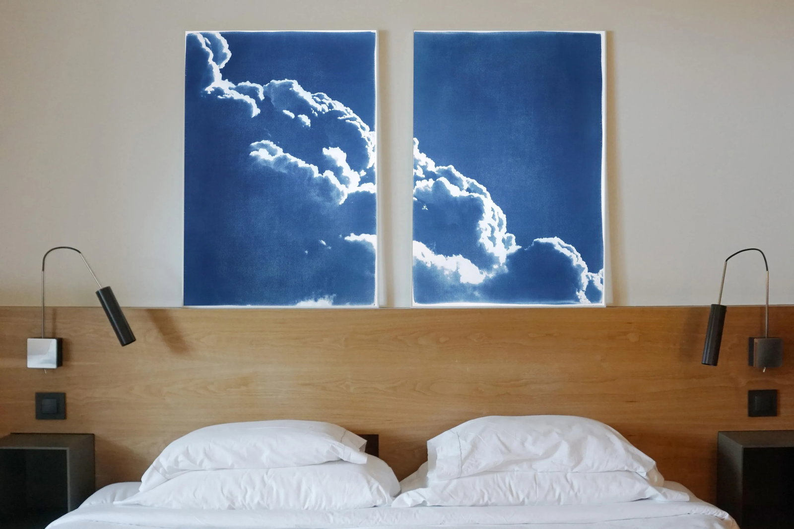 "Floating Clouds Diptych" Contemporary Handmade Cyanotype Print by Kind of Cyan - Set of 2 - 6
