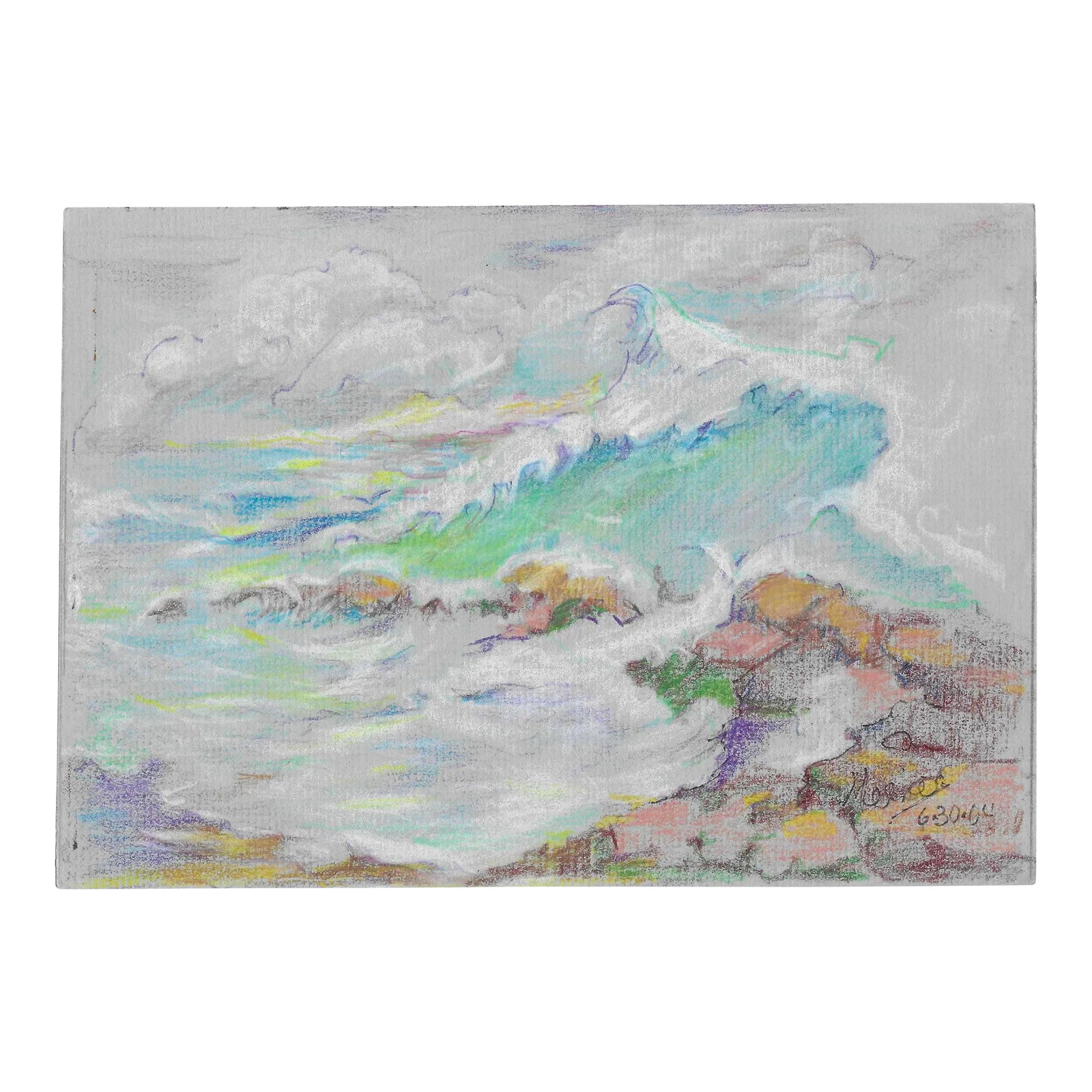 2004 Alexandra Merker Seascape Pastel: Alexandra Merker (1920-2009) MCM ocean pastel on paper. Signed and dated lower right; estate stamp on back. Combined shipping available, please inquire. Shipping times are much shorter than Chairish e