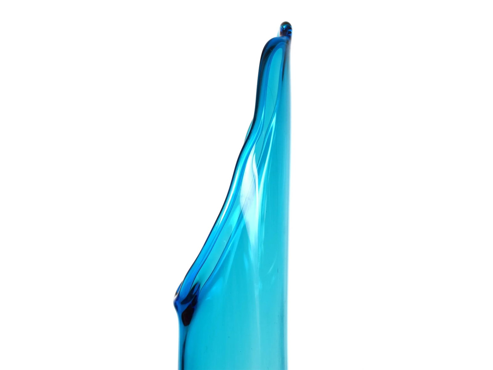 Mid-Century Modern Tall Pedestal Viking Swung Vase Blue Art Glass Vase - 5