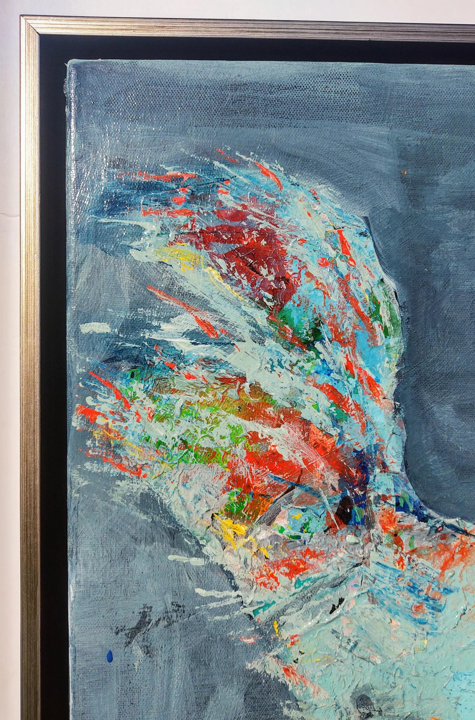 "Morning Strut" Contemporary Bird Acrylic Mixed-Media Painting by Linda McDonough, Framed - 3