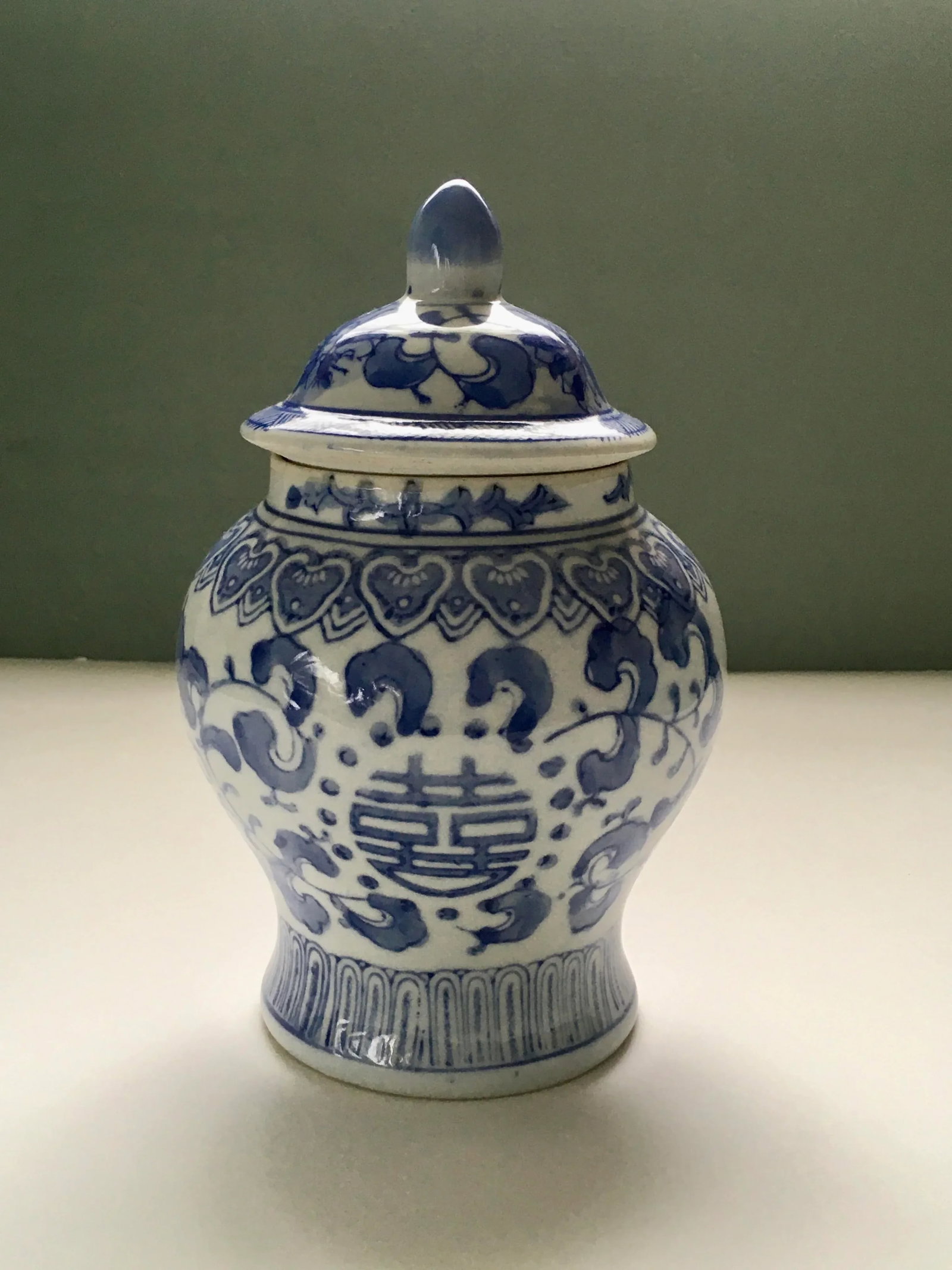Vintage Blue & White Canton Collection Ginger Jar - 13