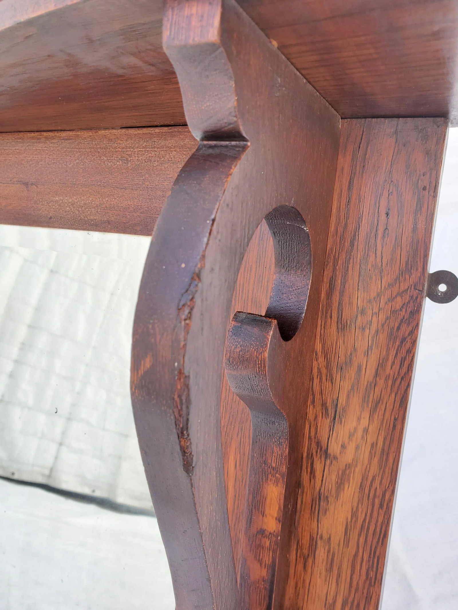 Circa 1910s Antique Arts & Crafts Oak Fireplace Overmantel Mirror - 11