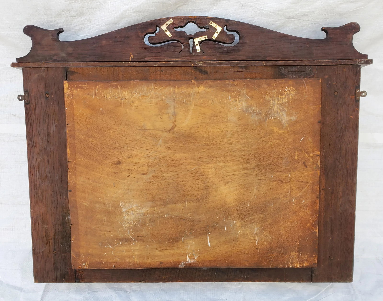 Circa 1910s Antique Arts & Crafts Oak Fireplace Overmantel Mirror - 13