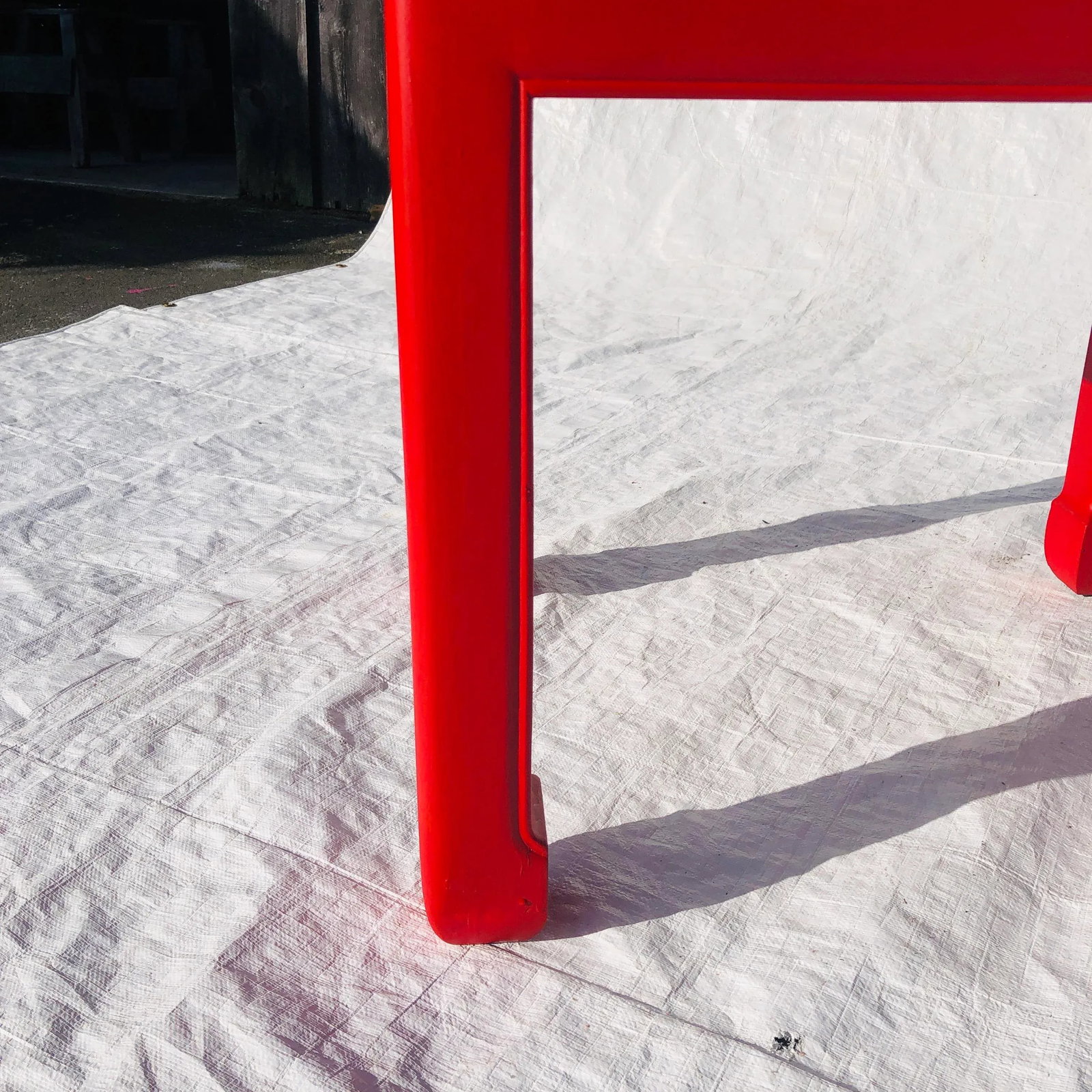 Vintage Chinese Ming Style Solid Mahogany New Painted in Red Side Table - 6