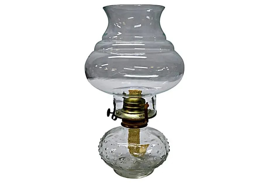 Vintage Clear Glass Oil Lamp - 4