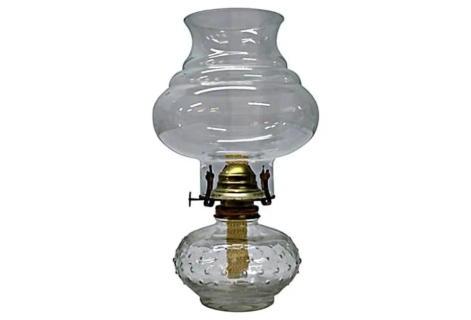 Vintage Clear Glass Oil Lamp - 5