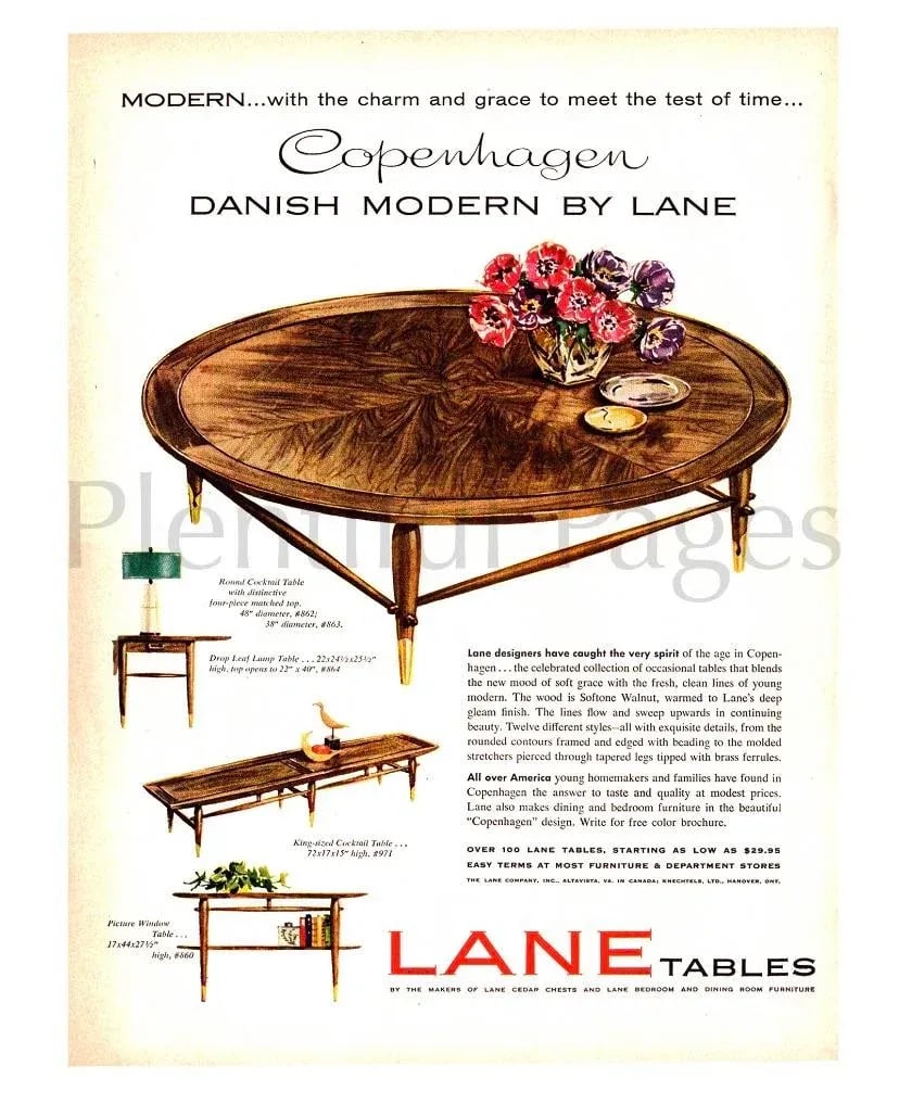 1950s Mid Century Modern Lane Copenhagen Drop Leaf Walnut Side Table - 10