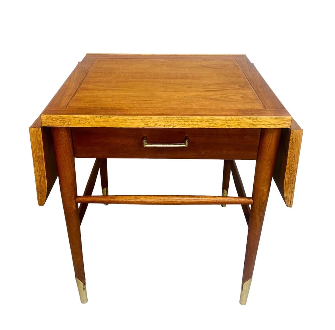 1950s Mid Century Modern Lane Copenhagen Drop Leaf Walnut Side Table - 12