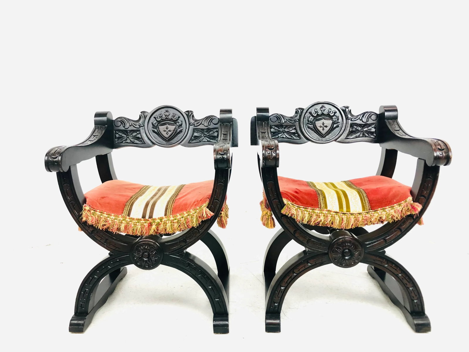 Pair of Italian Dante Chairs - 7