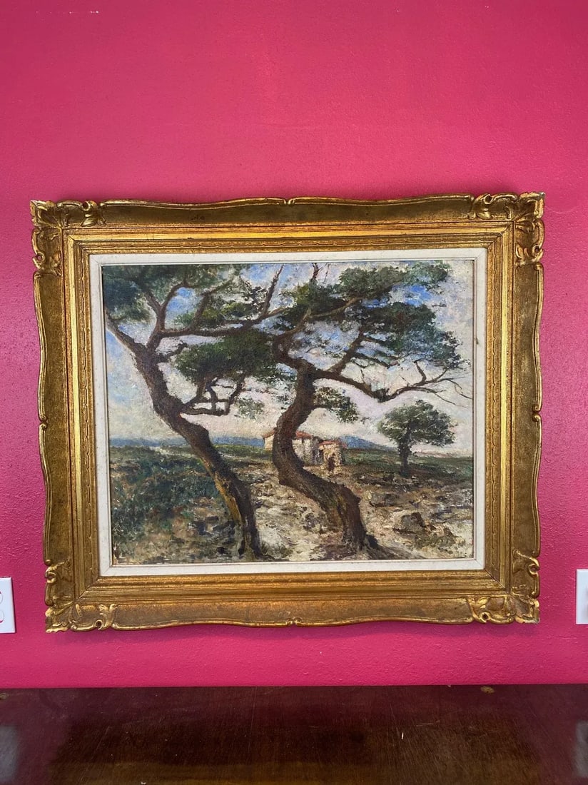 1920s Oil Landscape - French Painting on Canvas, Framed - 2
