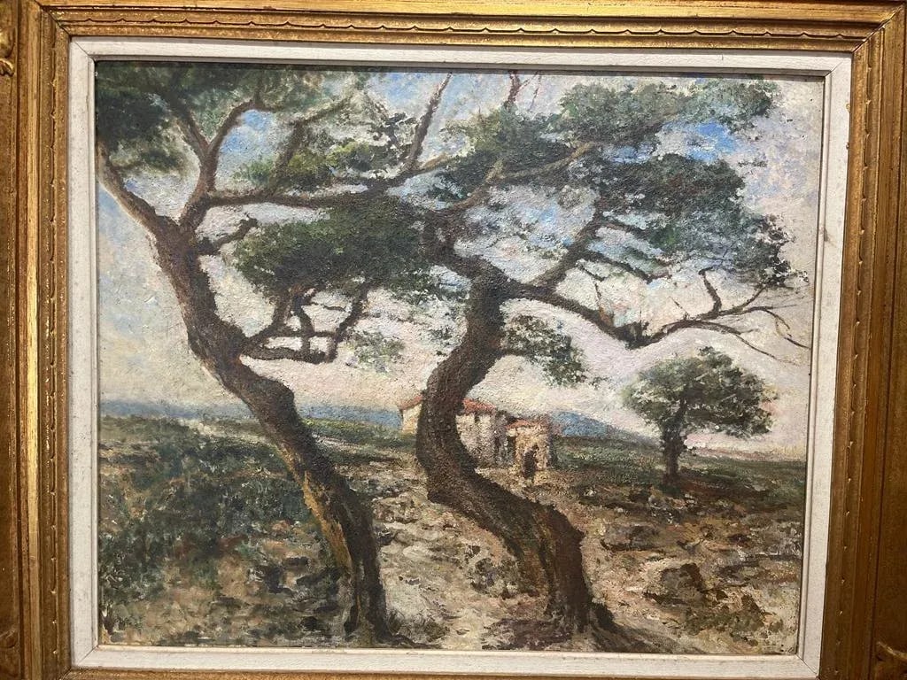 1920s Oil Landscape - French Painting on Canvas, Framed - 3