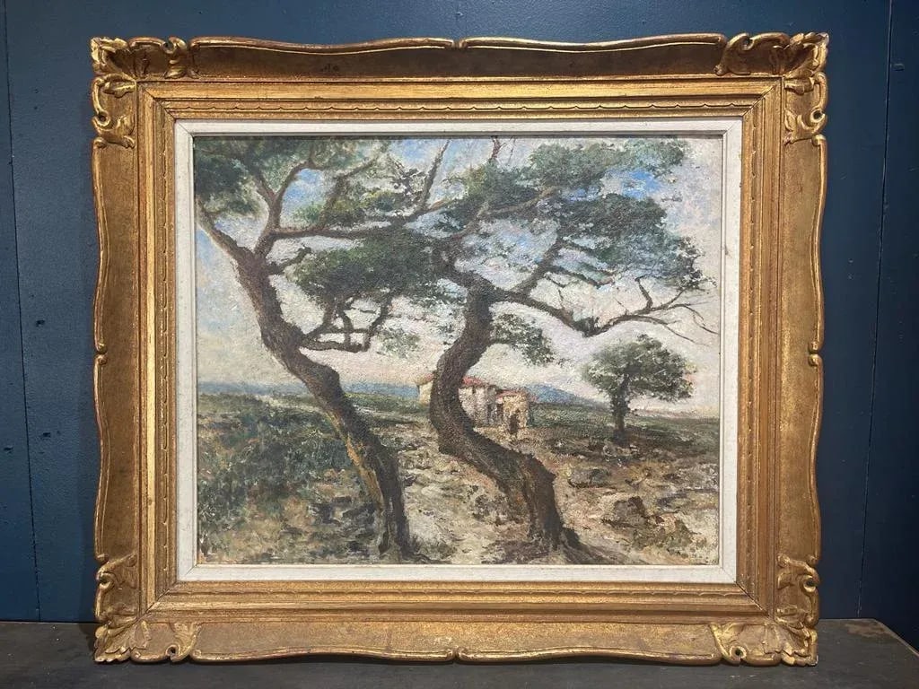 1920s Oil Landscape - French Painting on Canvas, Framed - 4
