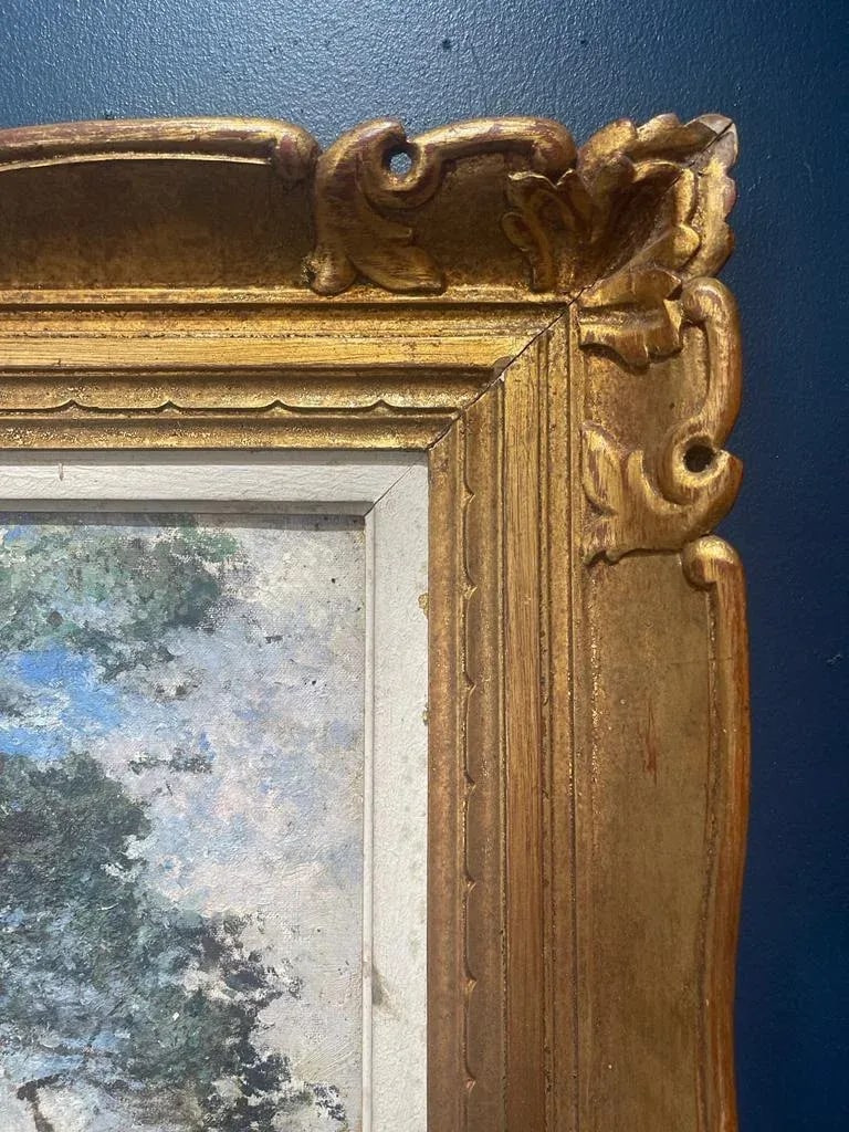 1920s Oil Landscape - French Painting on Canvas, Framed - 8