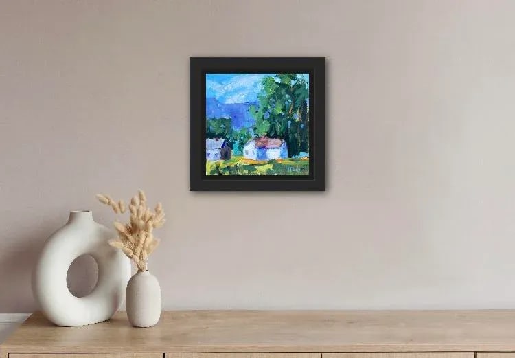 Sunlit House, Contemporary Impressionist Oil Painting Landscape - 2
