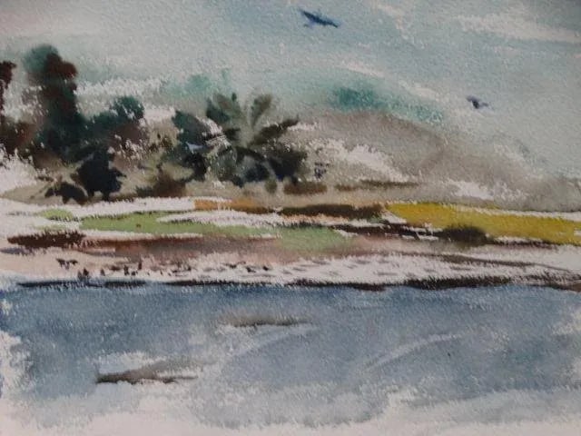 Pacific Theater War Beach Watercolor - 2