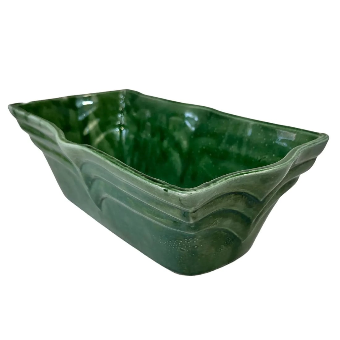 1940s American Art Deco Green Ceramic Planter - 4