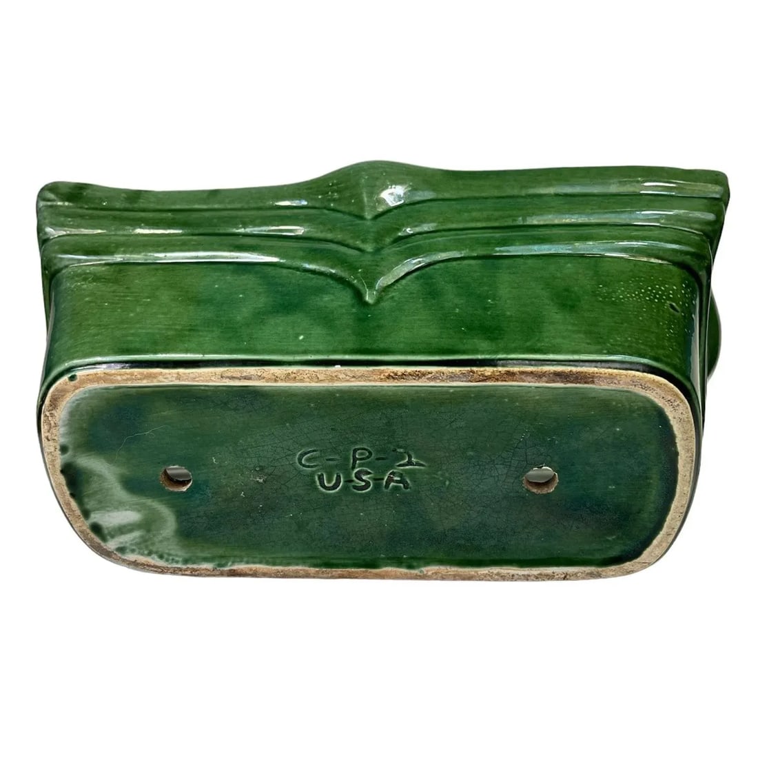 1940s American Art Deco Green Ceramic Planter - 7