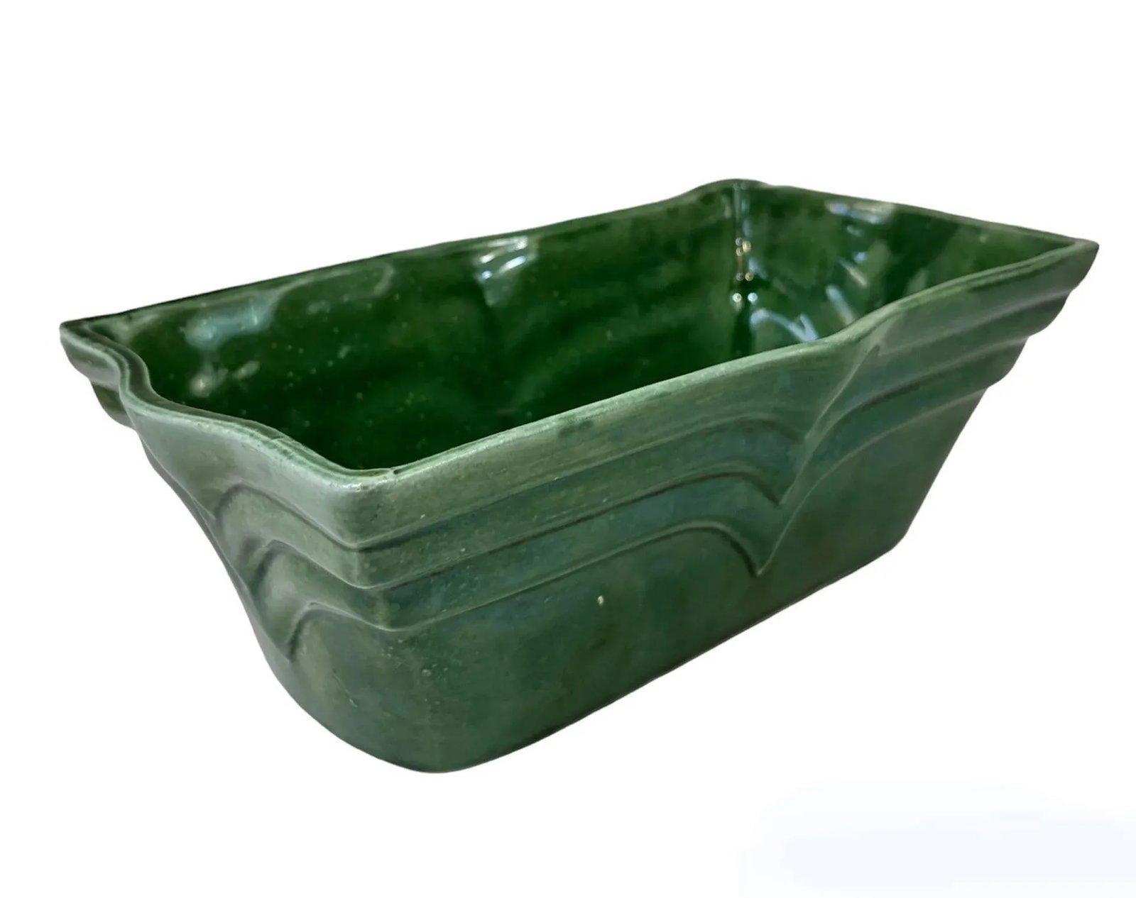 1940s American Art Deco Green Ceramic Planter - 9