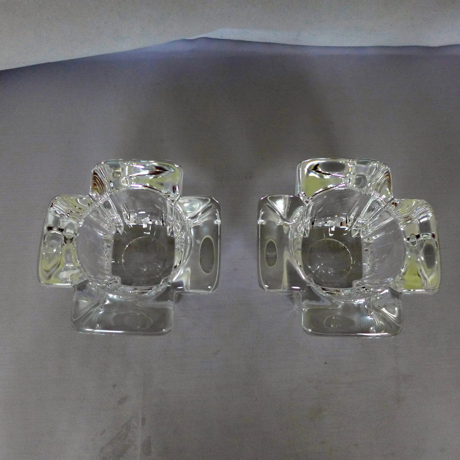 Orrefors Crystal Candleholders - Set of 2 - 4