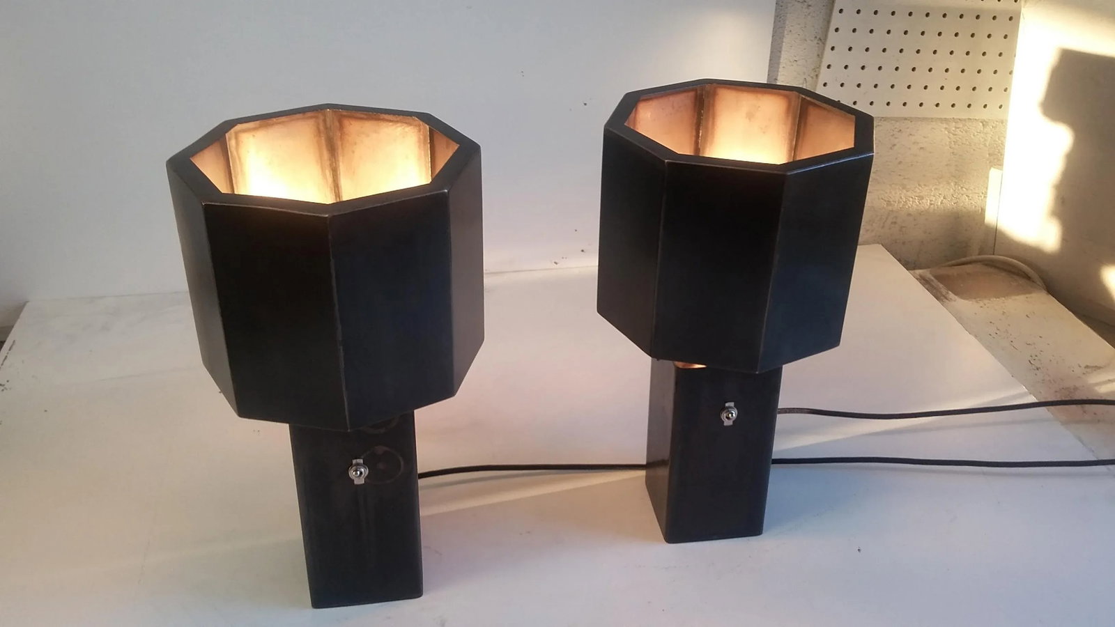 Stieglitz Black Metal Table Lamps - A Pair - 4