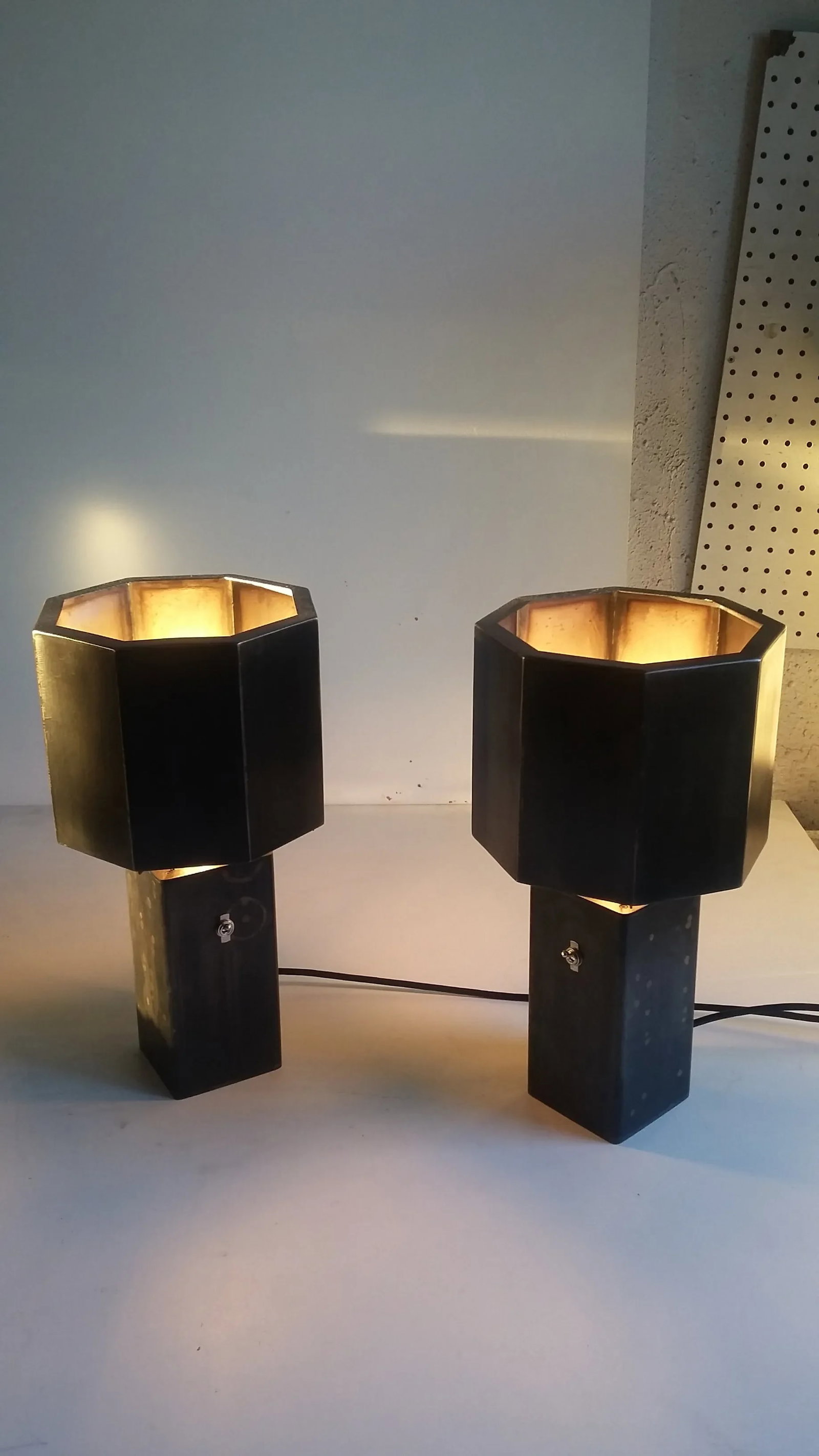 Stieglitz Black Metal Table Lamps - A Pair - 6