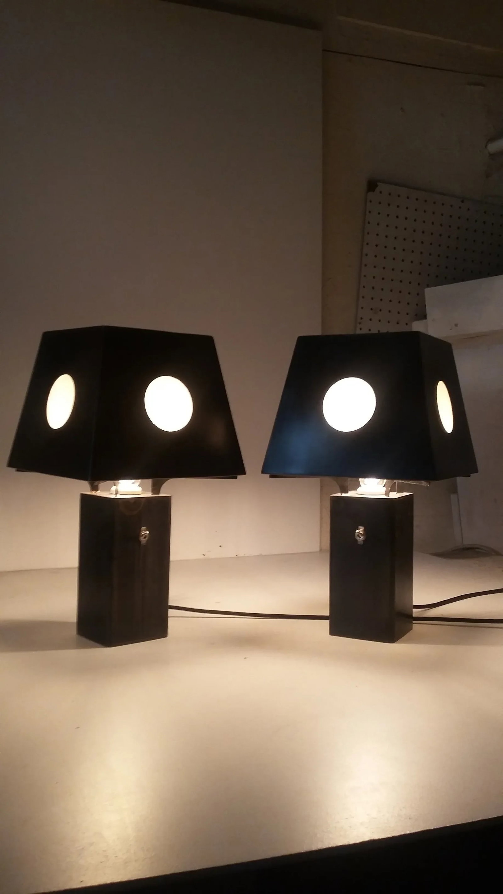 Bronze and Steel Spree Table Lamps - A Pair - 2