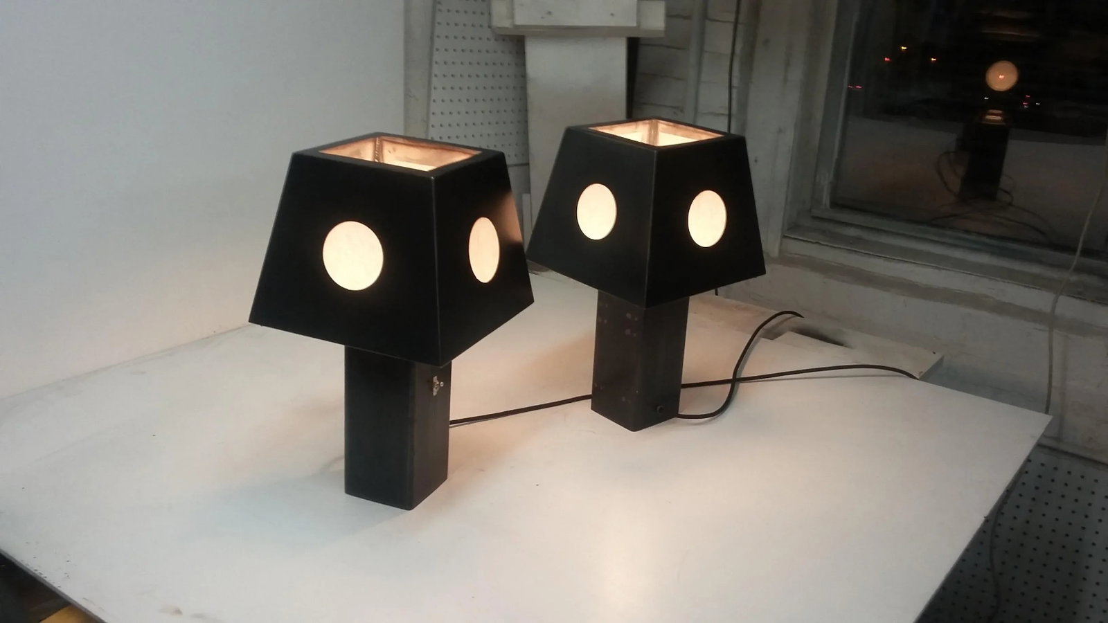 Bronze and Steel Spree Table Lamps - A Pair - 4