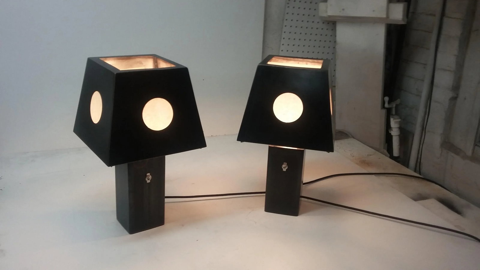 Bronze and Steel Spree Table Lamps - A Pair - 5
